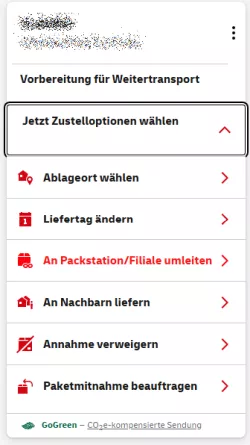 Zustelloptionen bei DHL Versand