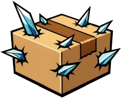 Ein Paket mit Scherben drin