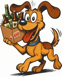 Wim Wuff mit einem Paket voller Artikel für Erwachsene